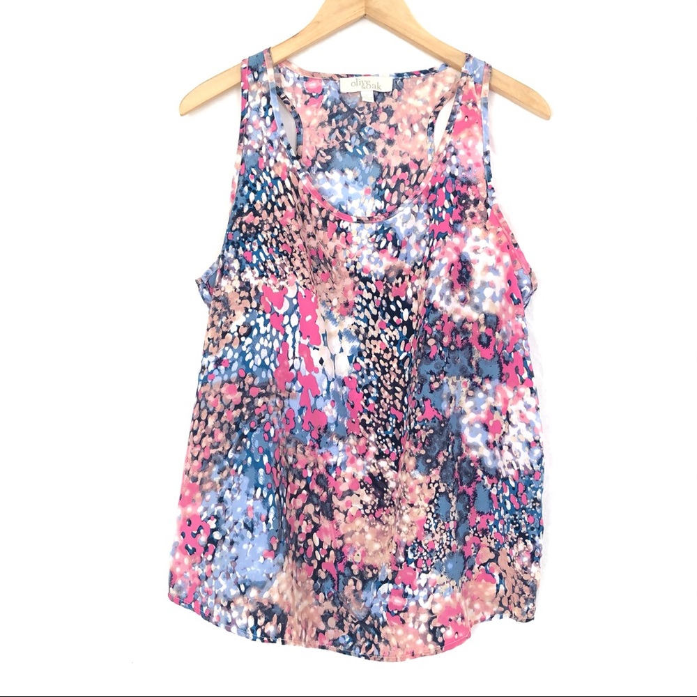 OLIVE & OAK Floral Silky Tank Top- L - Picture 1 of 6